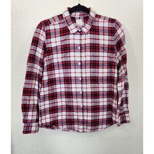 Gap Women's Shirt S Red White Blue Plaid The Fitted Boyfriend Button Down Cotton